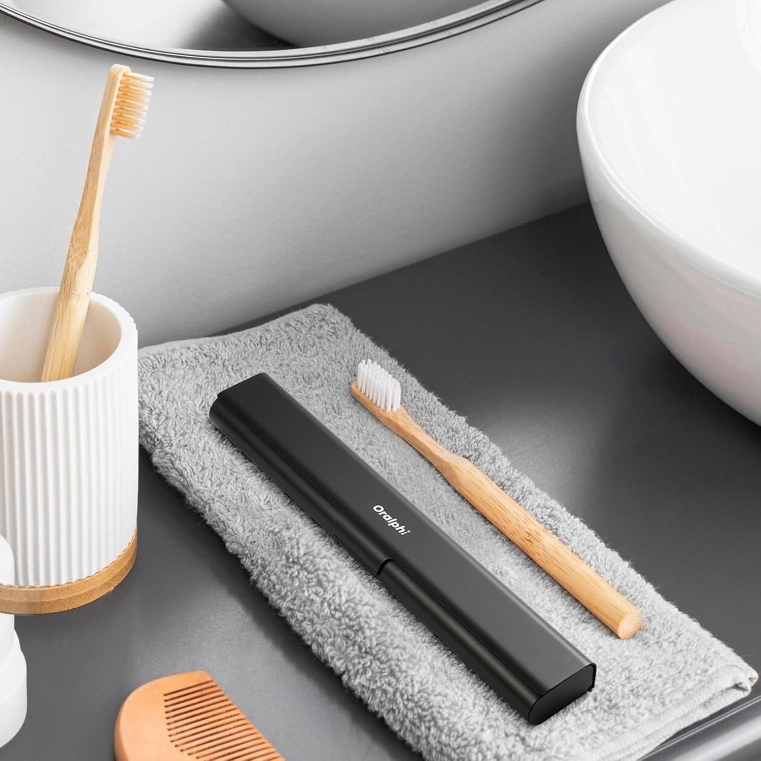 Estuche de cepillo de dientes portátil Oralphi aluminio negro