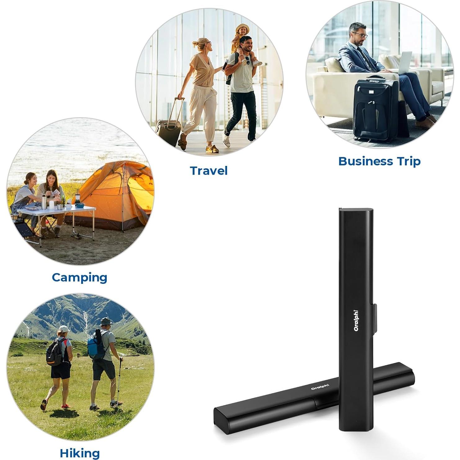 Estuche de cepillo de dientes portátil Oralphi aluminio negro