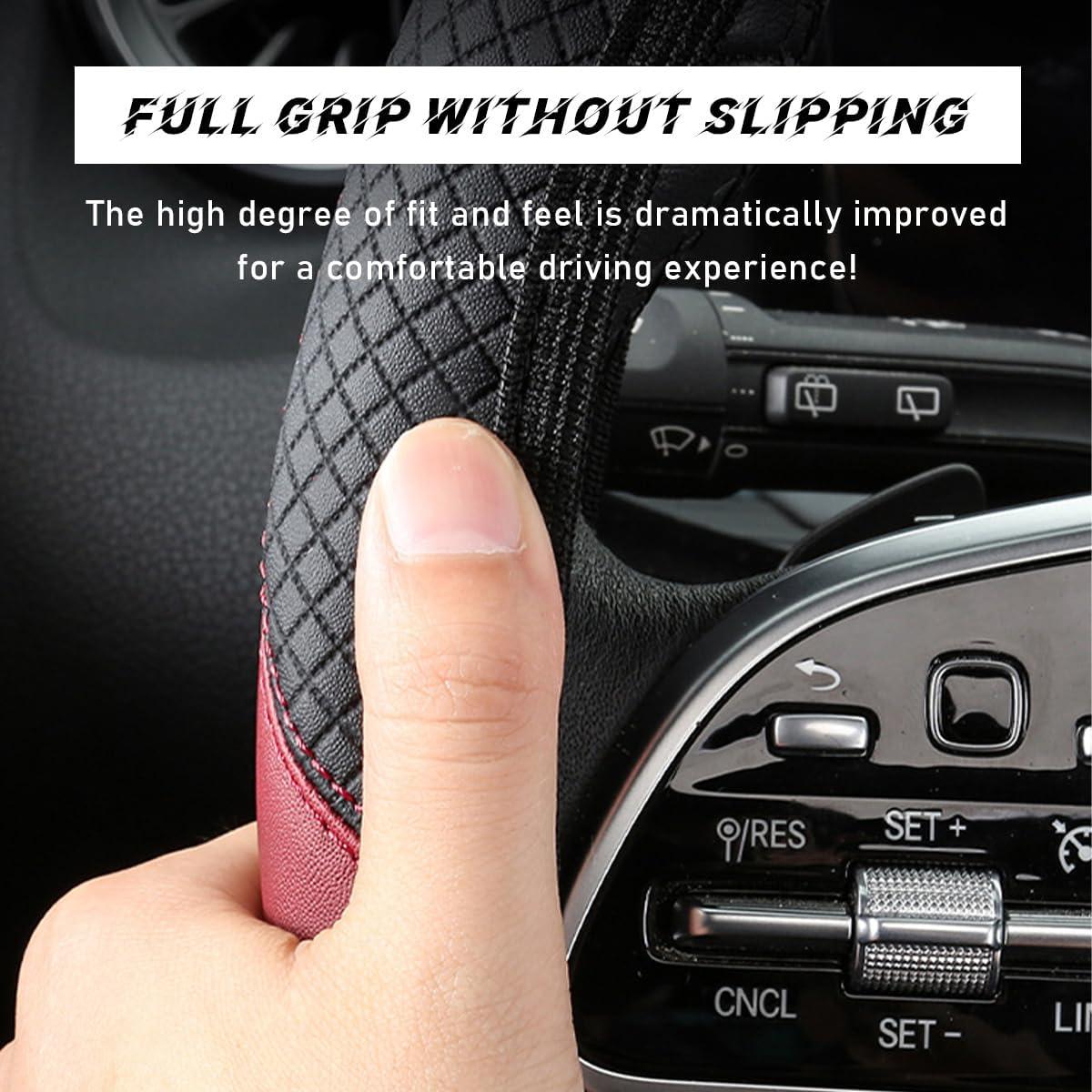 Funda de Volante de Coche Povtii 38 cm Cuero Antideslizante