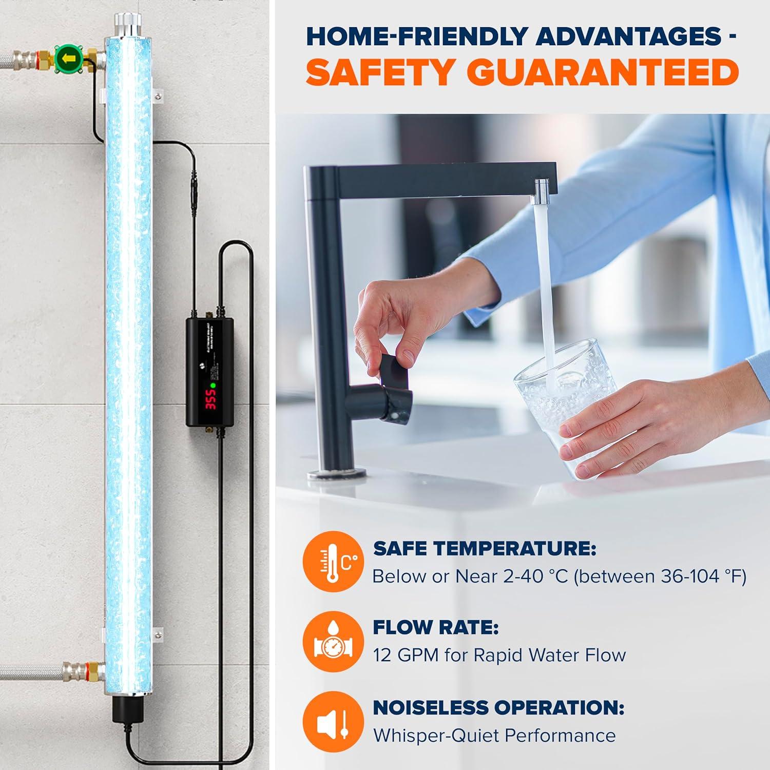 Purificador de Agua UV AQUABOON 55W 45,42 LPM con Sensor