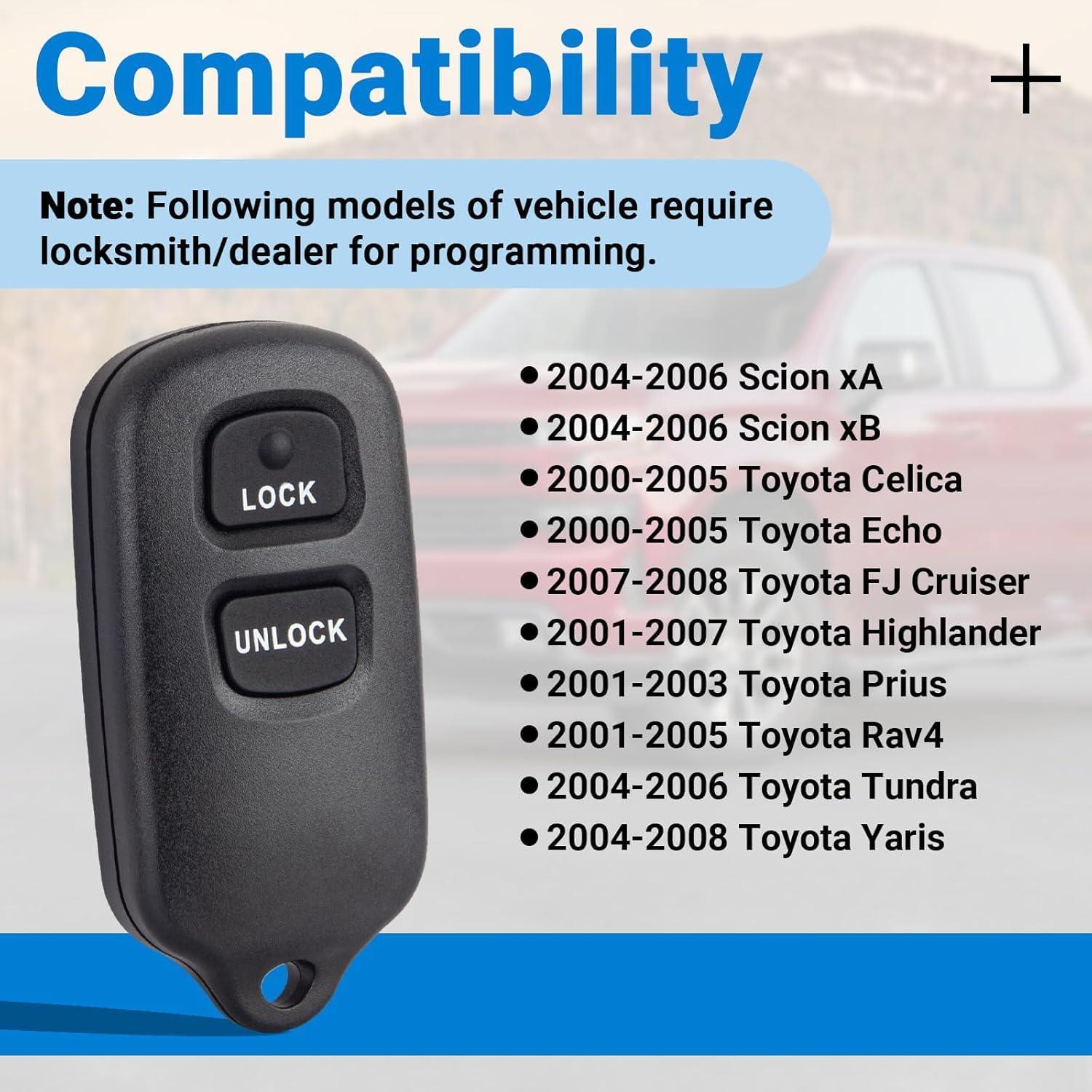 Control Remoto Toyota Lehicriar LEKEYFOB 3 Botones 2000-2008