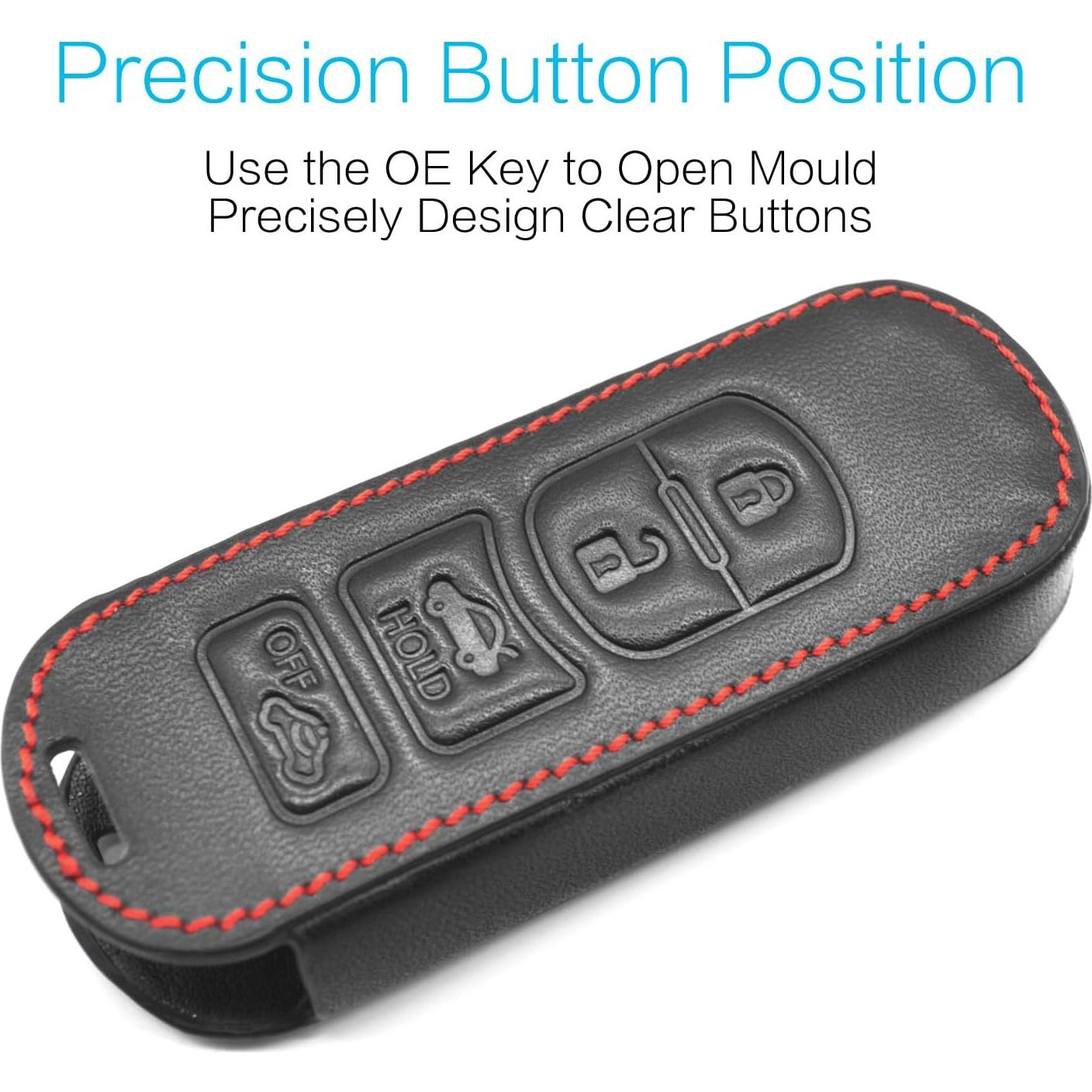 Funda de Llave de Cuero MECHCOS para Mazda y Toyota 4 Botones