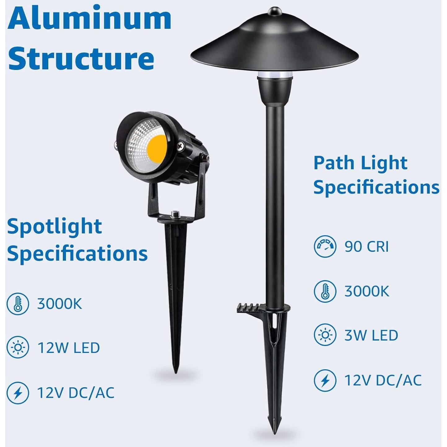 Kit de Iluminación LED Sunvie 10 Piezas Jardín 12V