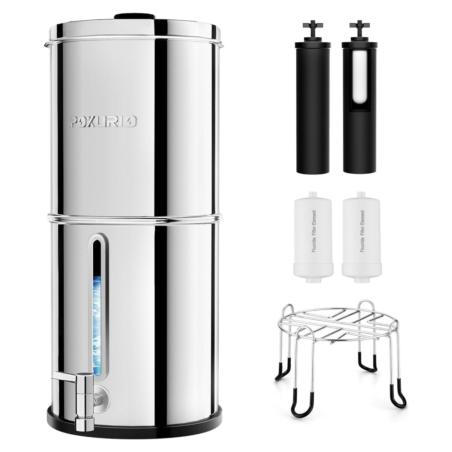 Sistema de Filtro de Agua POXURIO 13.25L con 4 Filtros y Soporte