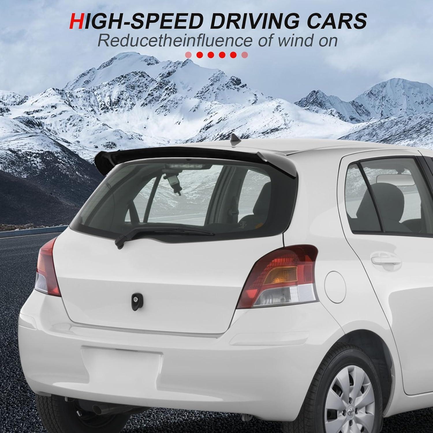 cciyu Rear Roof Spoiler Fits for 2006-2011 for Toyota for Yaris Hatchback Roof Spoiler,Matte Black