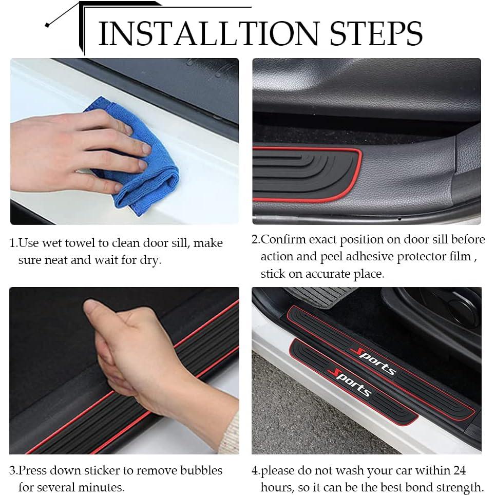 4 Protectores de Umbral de Puerta DWARFOO para Coche Negro