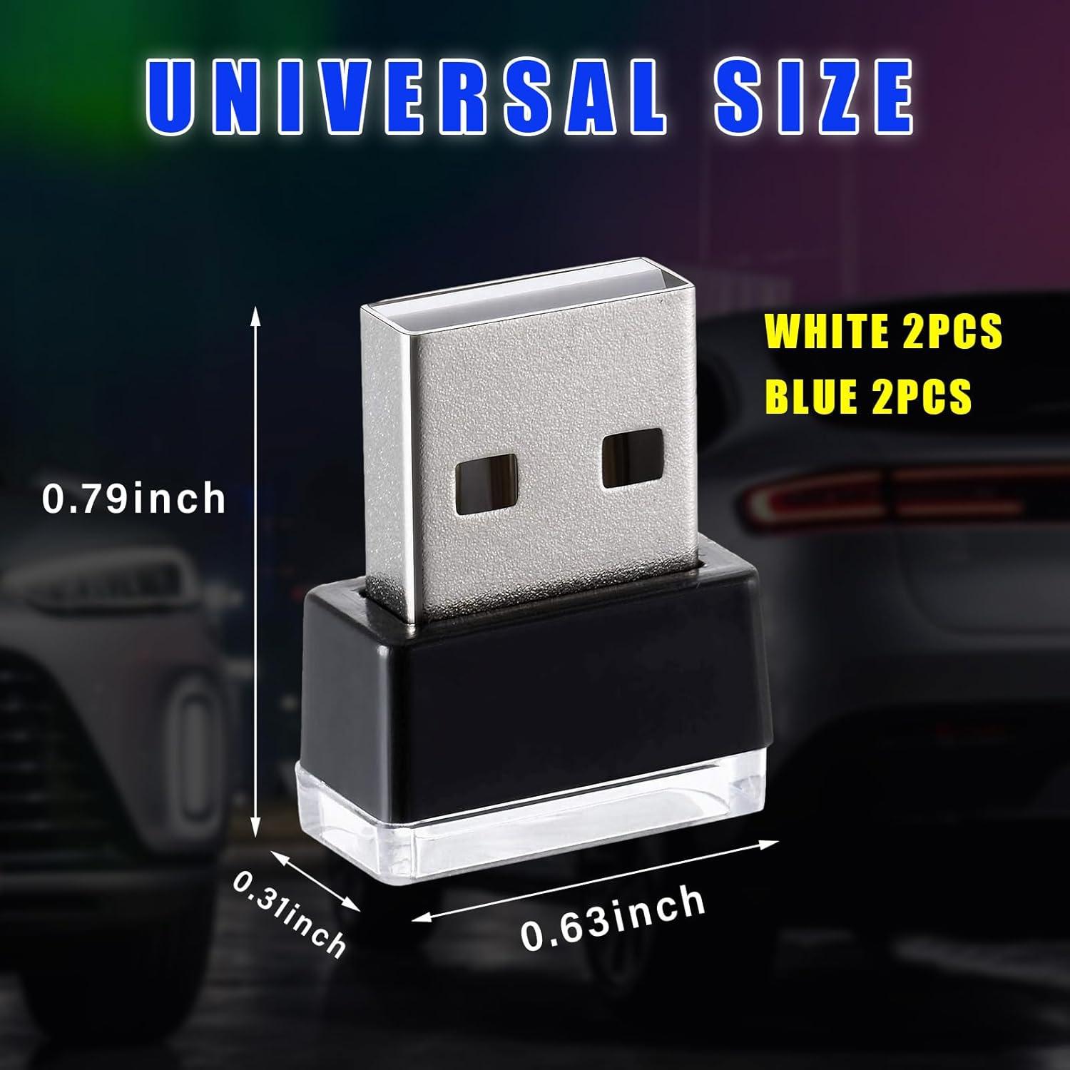 Augeny Lámpara de Ambiente Interior de Coche USB LED 4 PCS