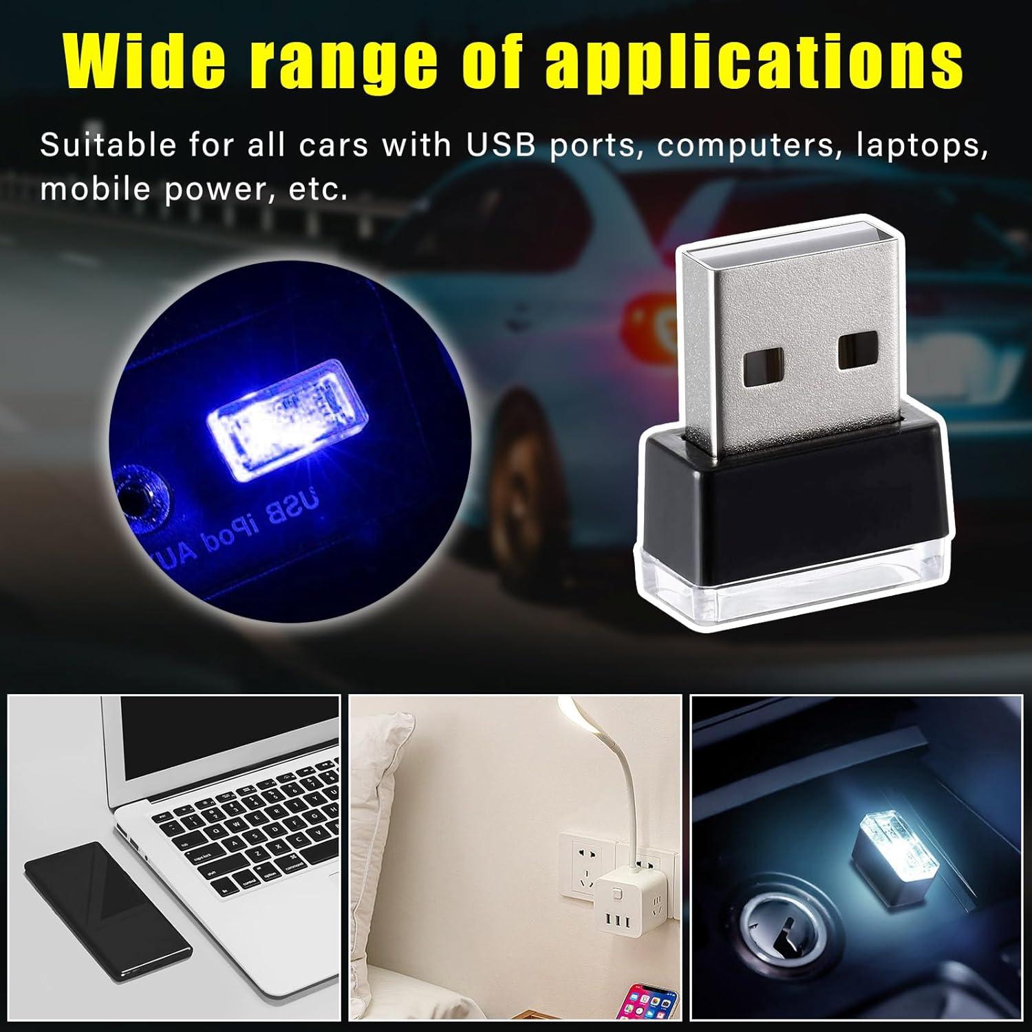 Augeny Lámpara de Ambiente Interior de Coche USB LED 4 PCS