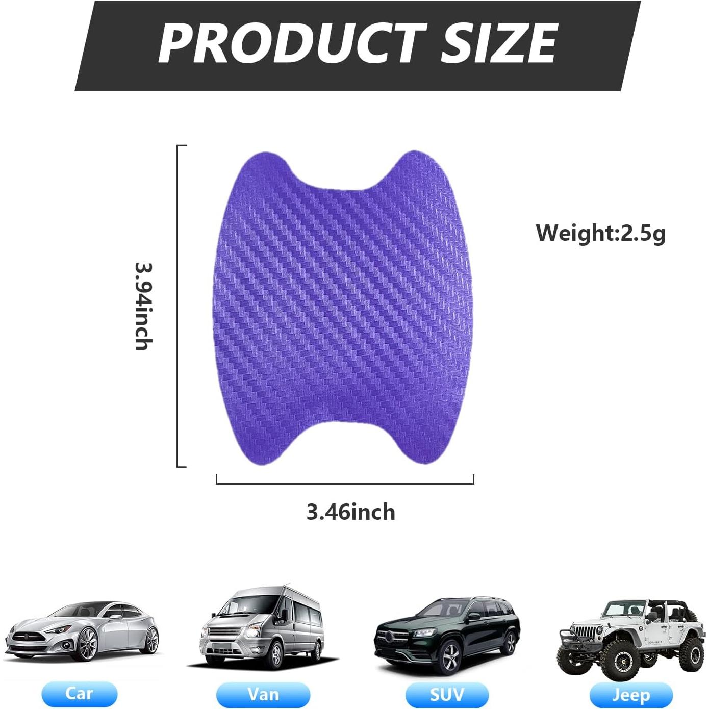 Calcomanías de Manija de Puerta Kewucn 4PCS Carbono Púrpura