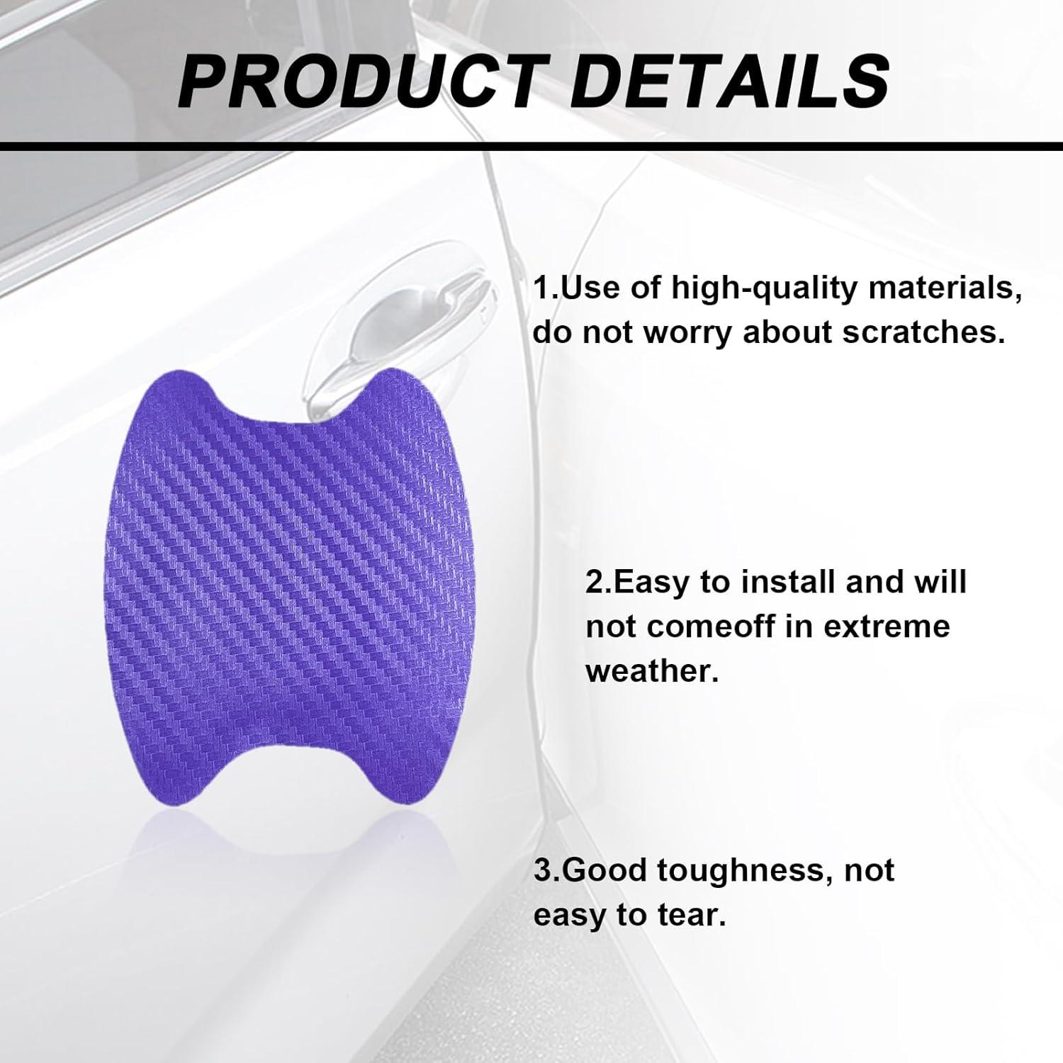 Calcomanías de Manija de Puerta Kewucn 4PCS Carbono Púrpura