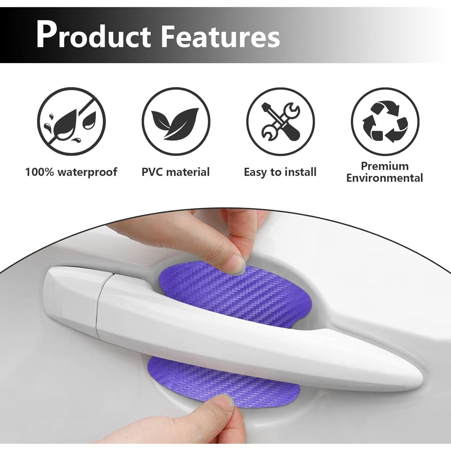 Calcomanías de Manija de Puerta Kewucn 4PCS Carbono Púrpura