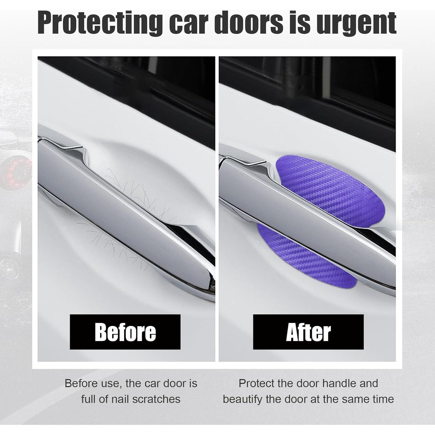 Calcomanías de Manija de Puerta Kewucn 4PCS Carbono Púrpura