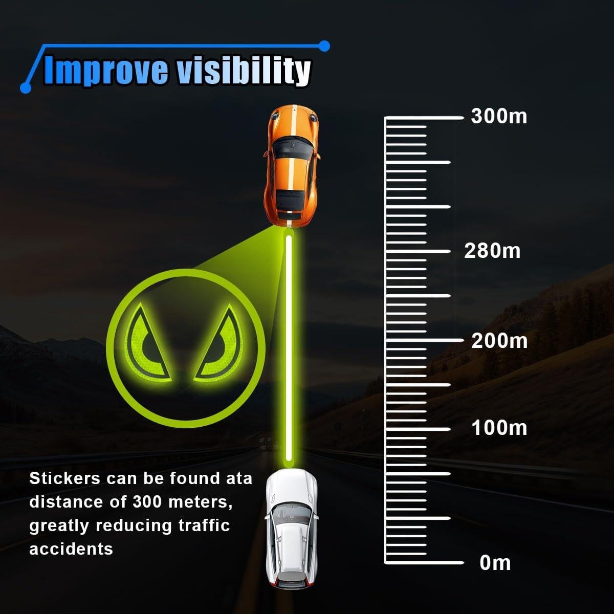 Calcomanías Reflectantes LAINLOY Ojos Agudos 2 Pares