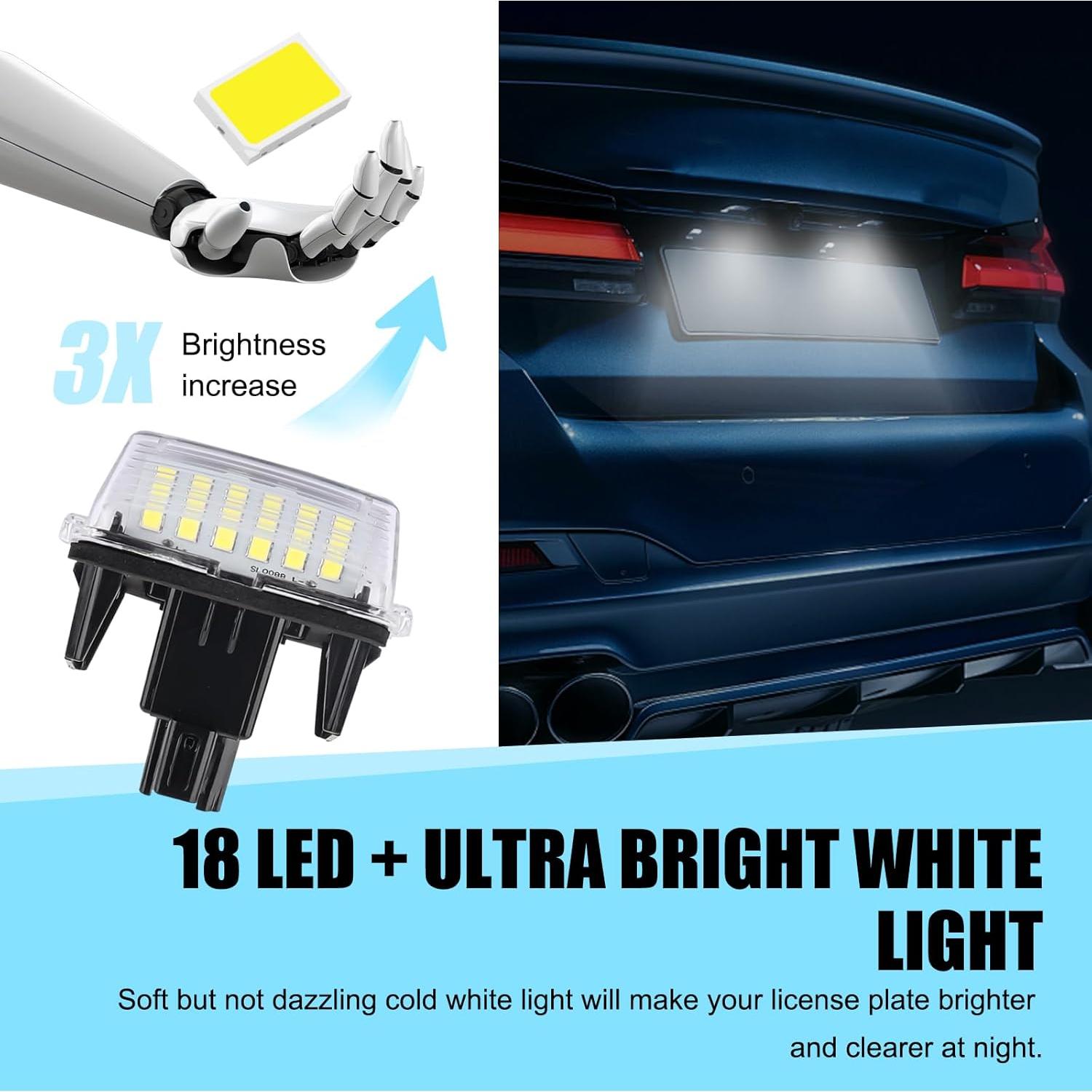 Luz de Placa de Licencia LED Sephile 6500K 2 Pcs Compatible Camry Yaris