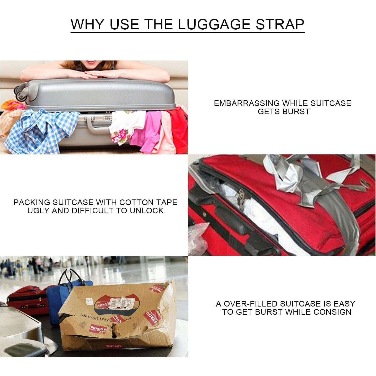 Correas de Equipaje Luxebell 4 Piezas 1.20-2.00m Alta Resistencia