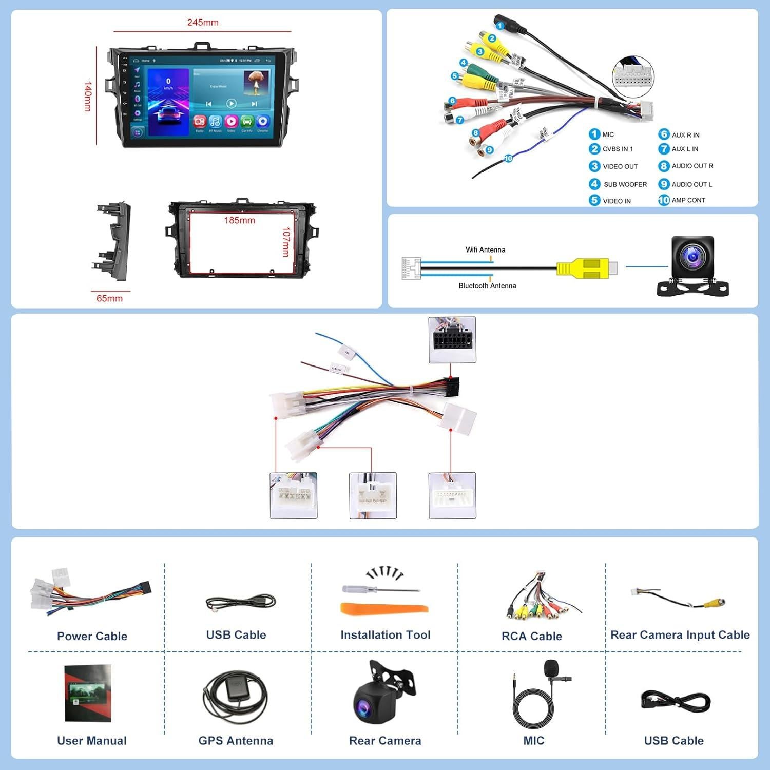 Radio de Coche Android 2+64G METEESER para Toyota Corolla 2009-2013