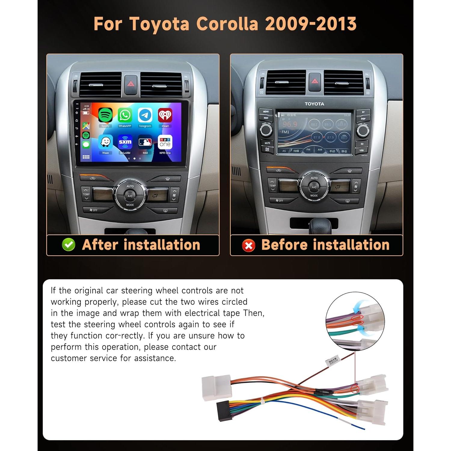 Estéreo de Coche Rimoody 9" Android 13 para Toyota Corolla 2009-2013