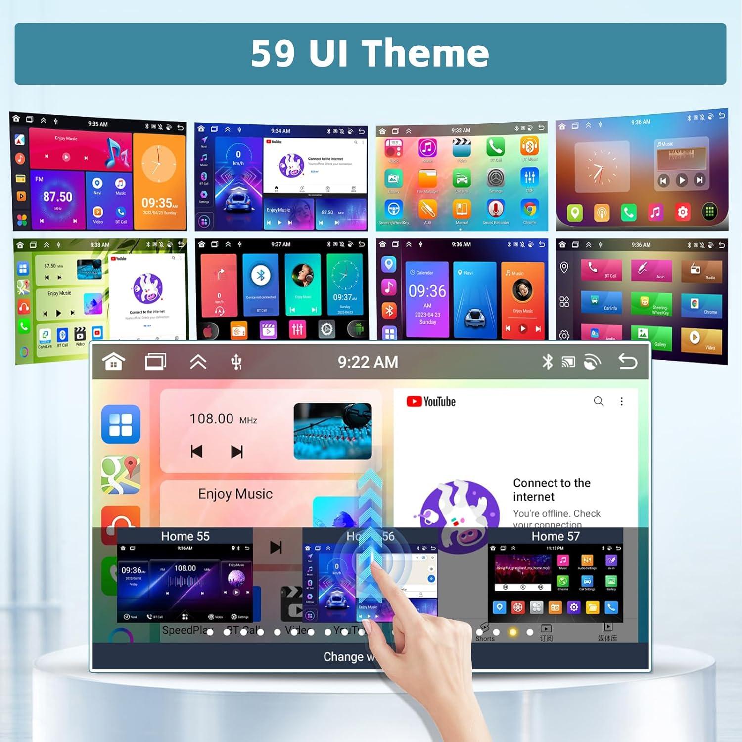 Hikity 8 Core 6+128G Car Radio for Toyota Corolla 2009-2013 Wireless Carplay Android Auto, 9 Inch Touch Screen Stereo WiFi GPS Bluetooth FM RDS 32EQ DSP 59UI SWC Mic Backup Camera