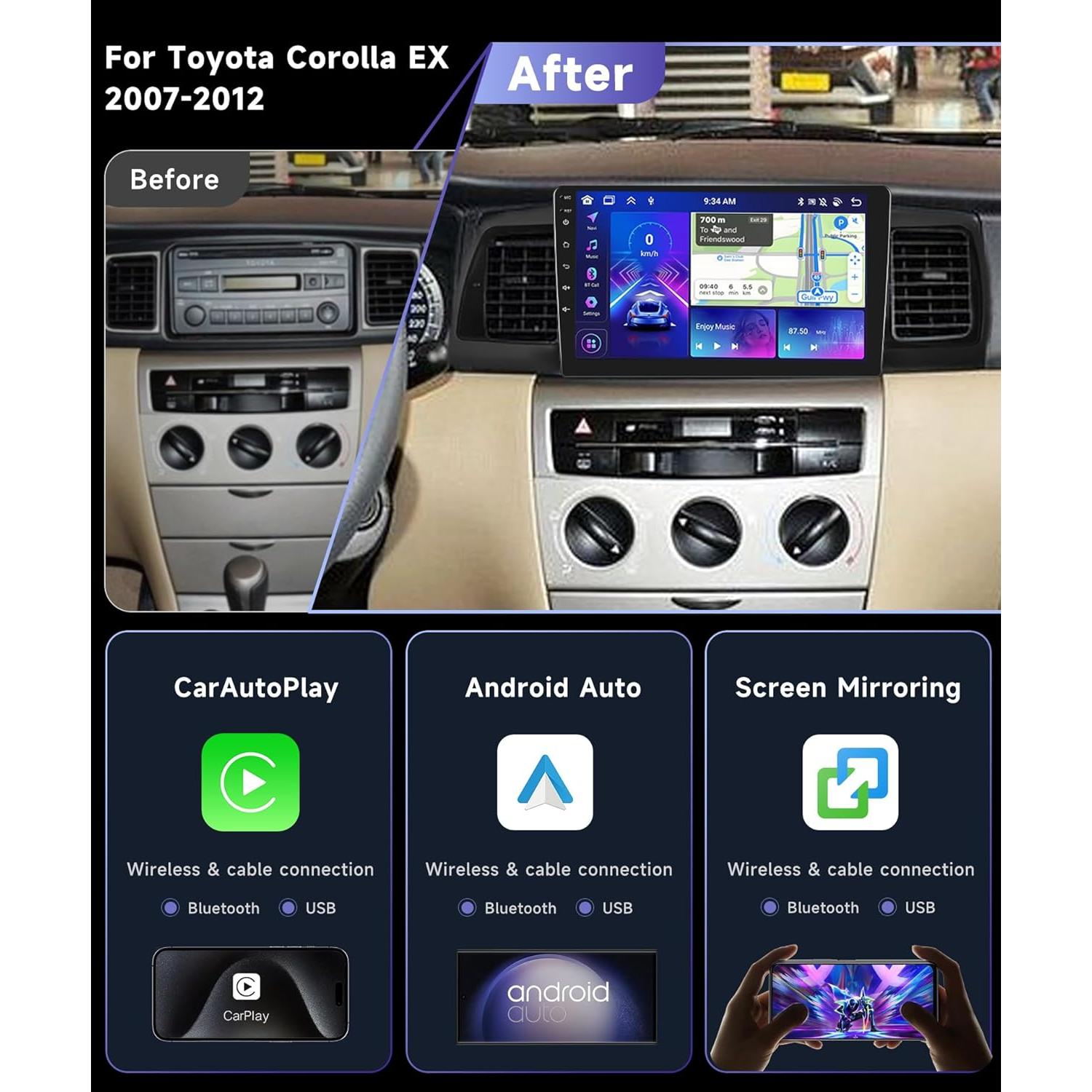 Estéreo de Coche Podofo para Toyota Corolla 2005-2012 9"