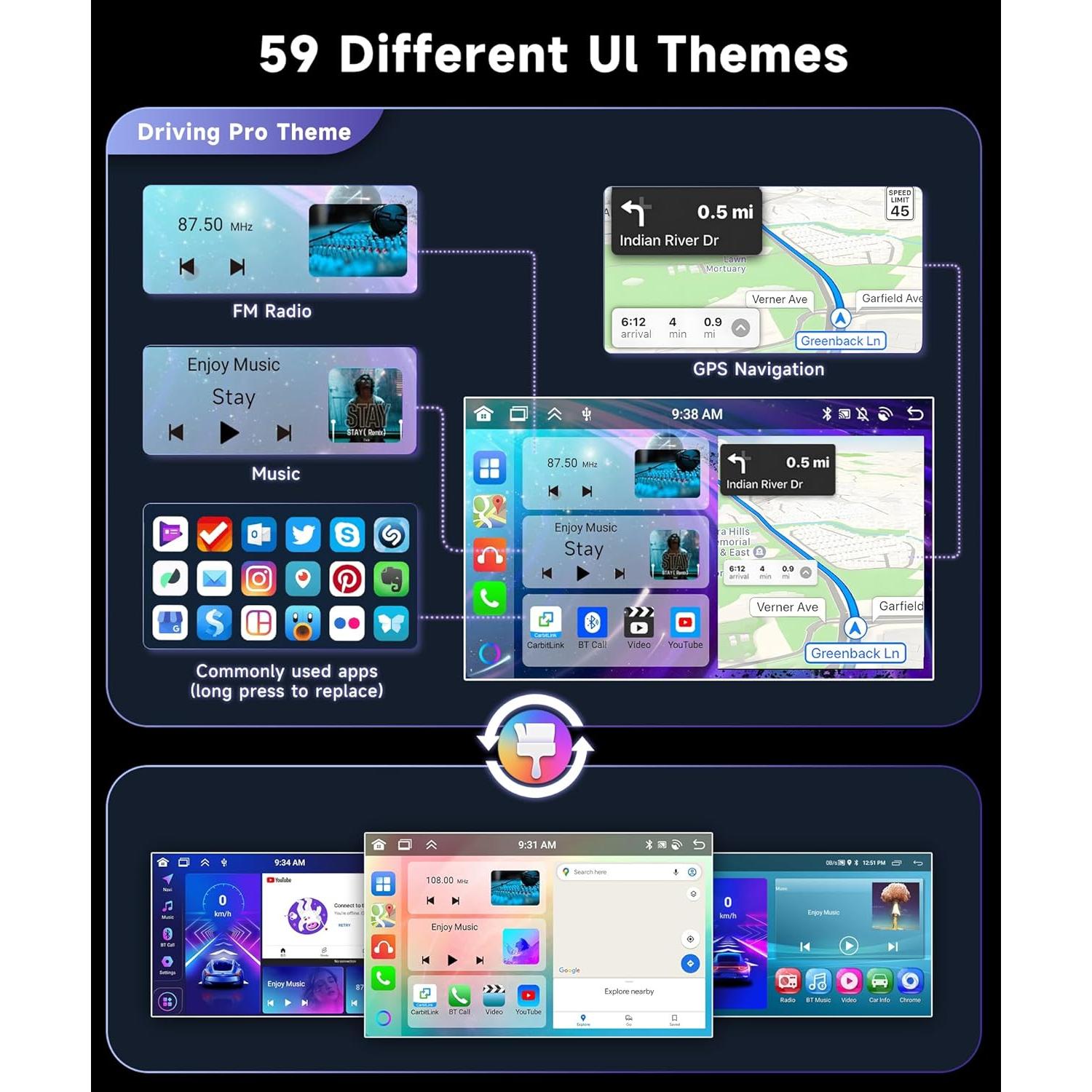 Estéreo de Coche Podofo para Toyota Corolla 2005-2012 9"