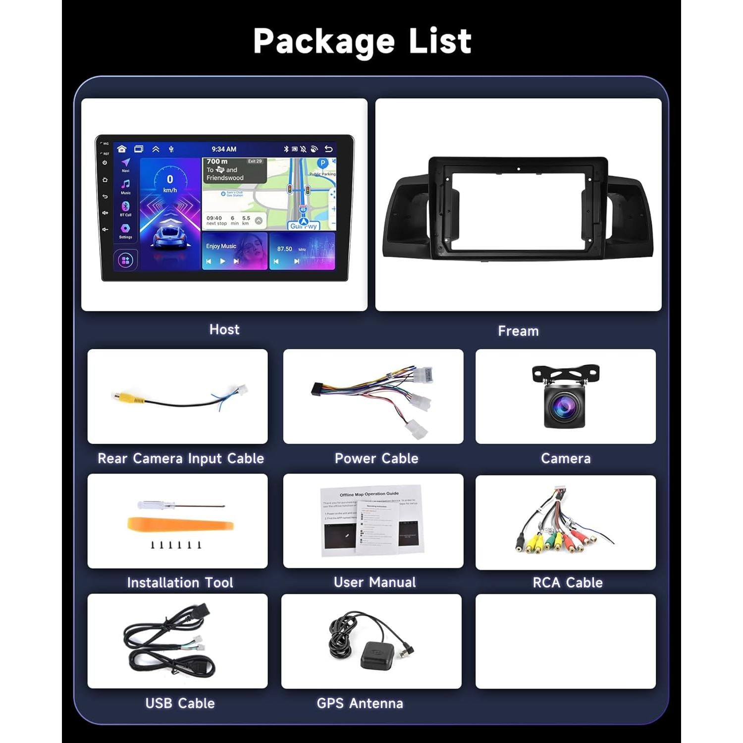 Estéreo de Coche Podofo para Toyota Corolla 2005-2012 9"