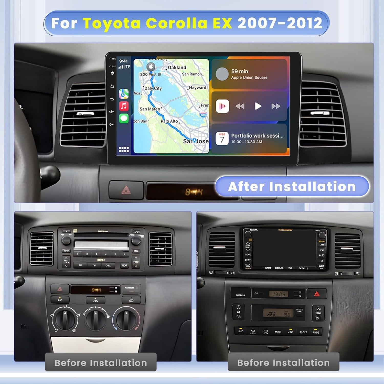 Estéreo de Coche Hikity 9" Android 13 4+64GB Toyota Corolla EX