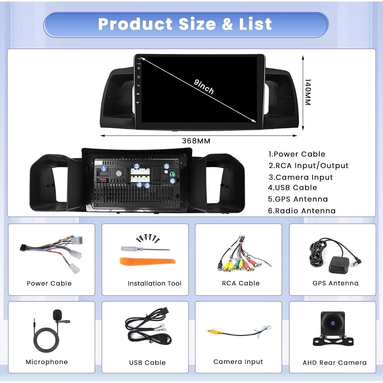 Estéreo de Coche Hikity 9" Android 13 4+64GB Toyota Corolla EX