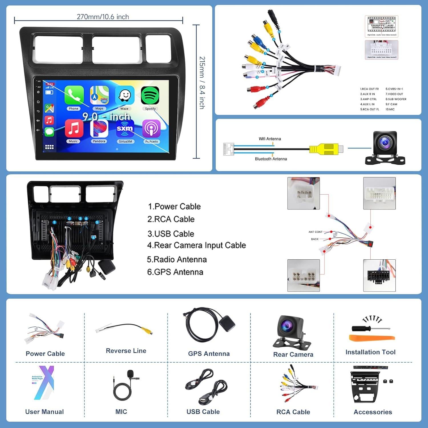 Estéreo de Coche Android 9" METEESER para Toyota Corolla 1991-1997