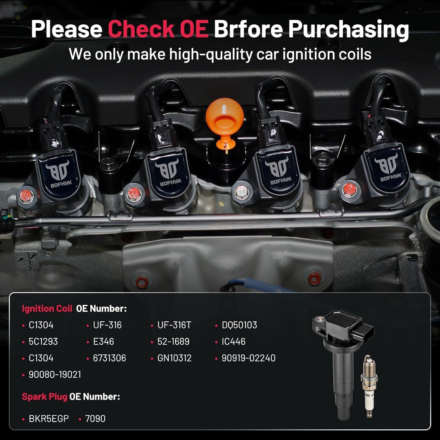 Bobina de Encendido y Bujías Iridio BDFHYK para Toyota