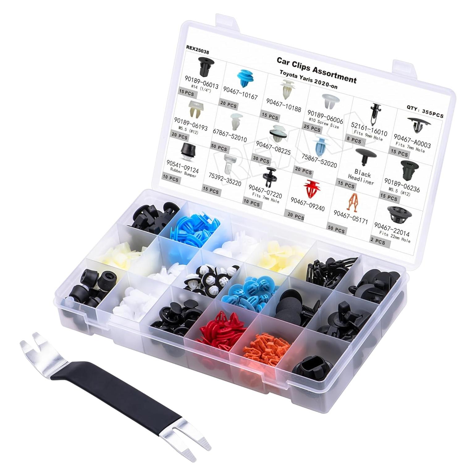 Kit de Clips de Retención Rexka 356 Piezas para Automóviles