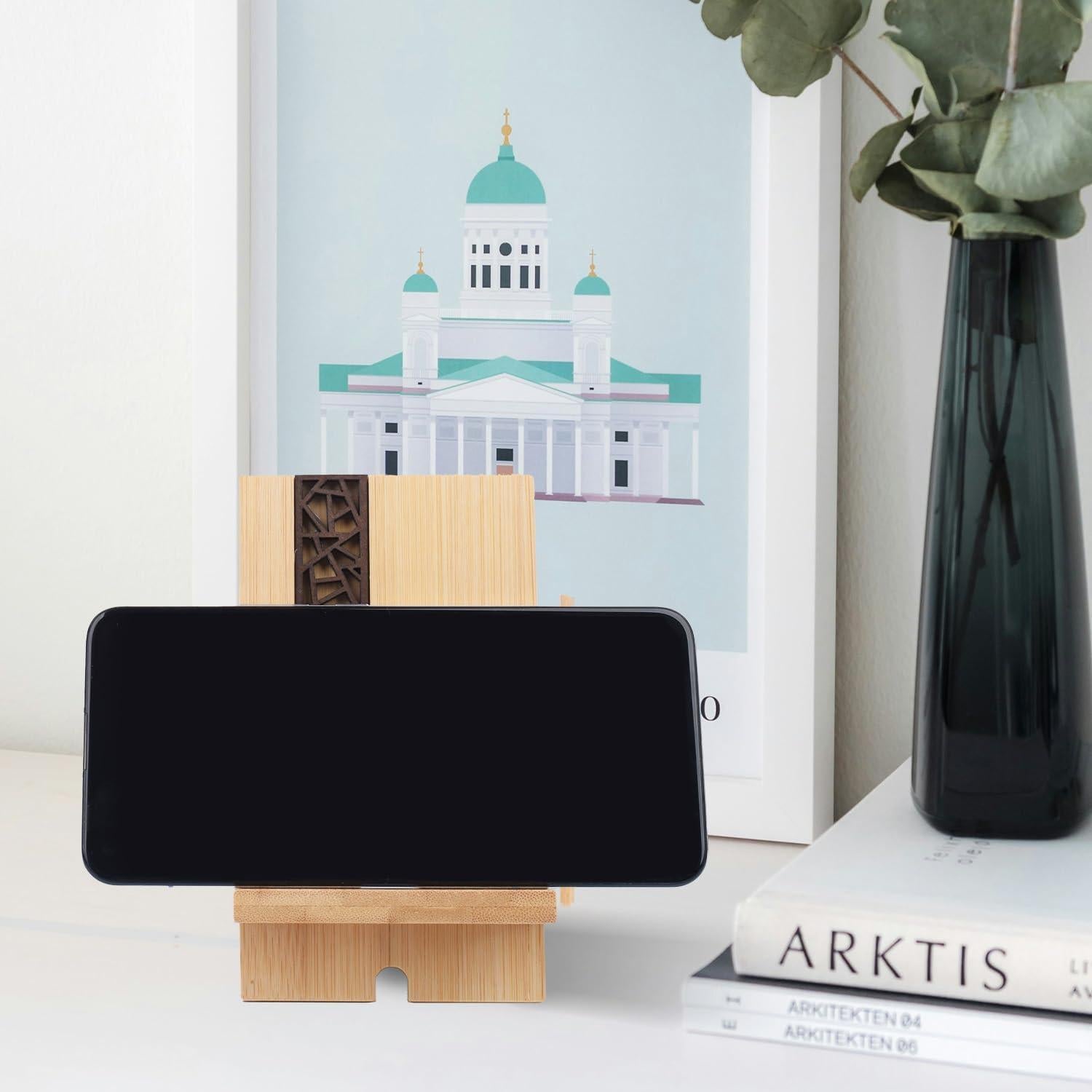 Soporte Móvil BARUHARI de Madera de Bambú Ajustable 14x9cm