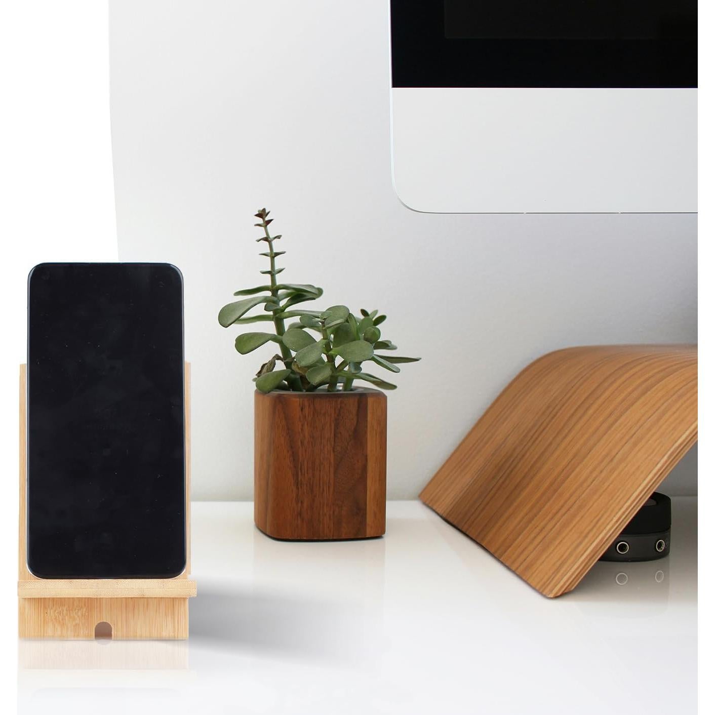 Soporte Móvil BARUHARI de Madera de Bambú Ajustable 14x9cm