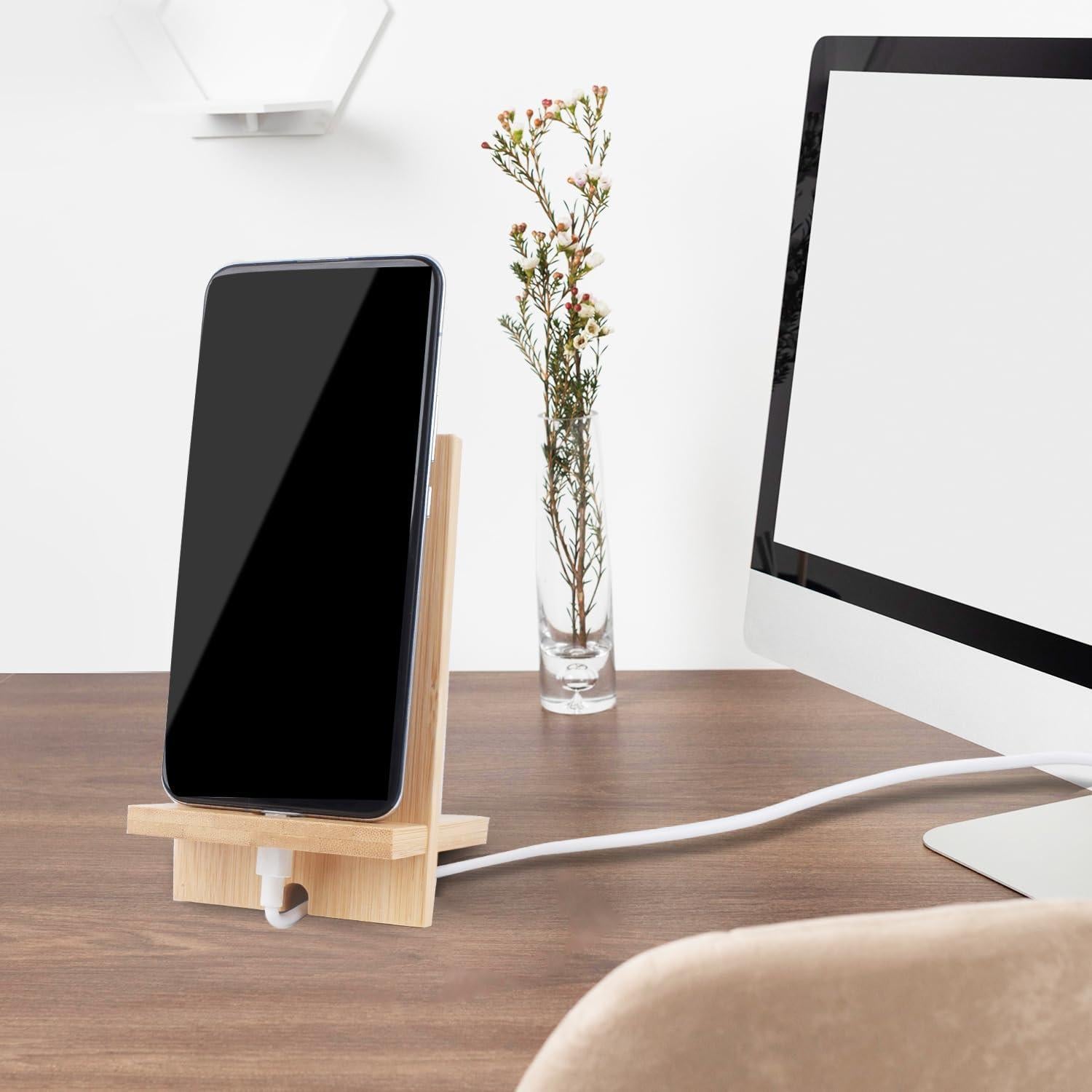 Soporte Móvil BARUHARI de Madera de Bambú Ajustable 14x9cm