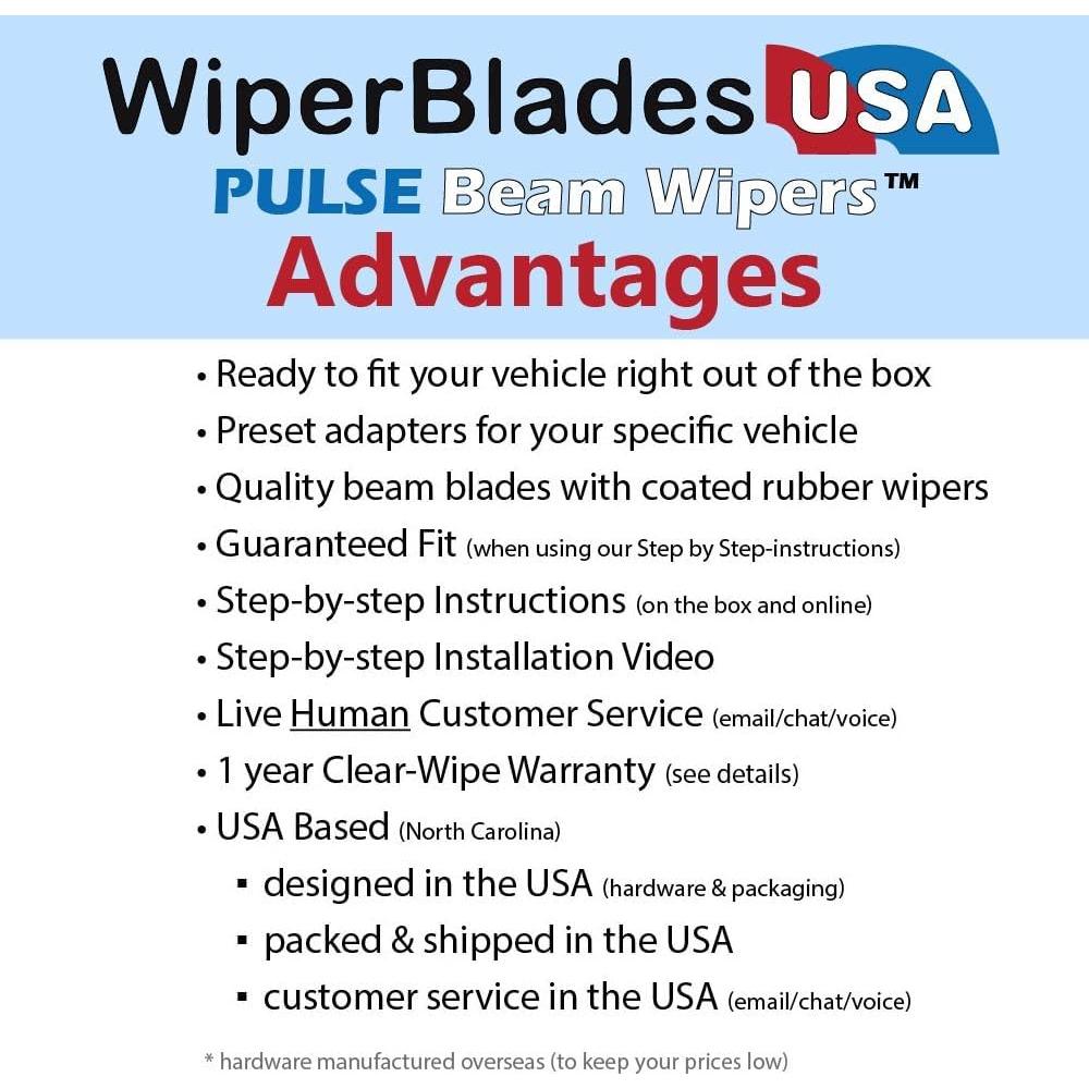 Juego de Limpiaparabrisas WiperBladesUSA para Toyota Yaris 2020