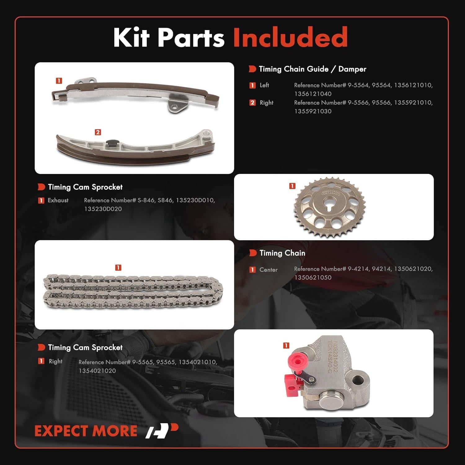 Kit de cadena de distribución A-Premium 5 piezas Toyota