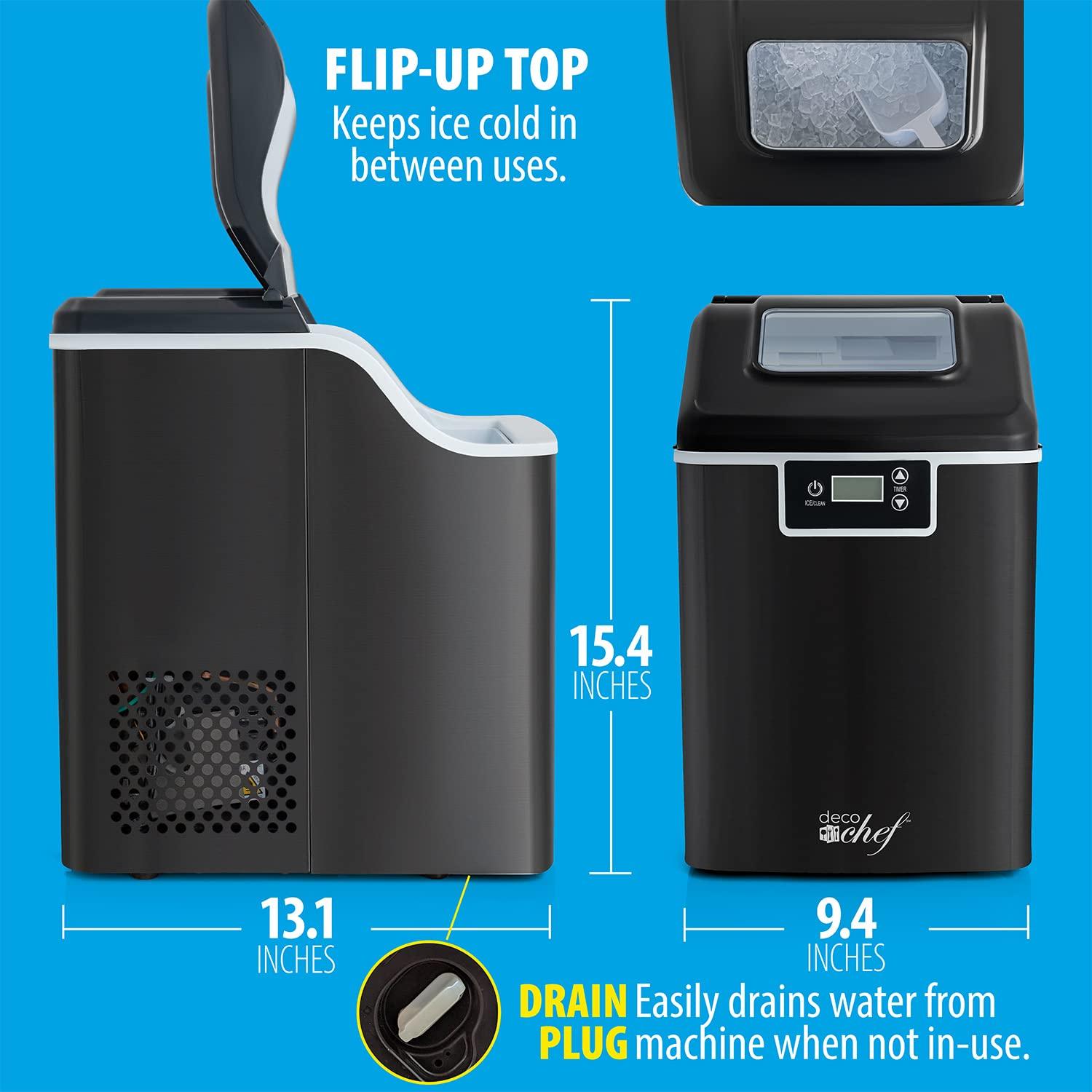 Máquina de Hielo Deco Chef 44kg Nugget Encimera Negra