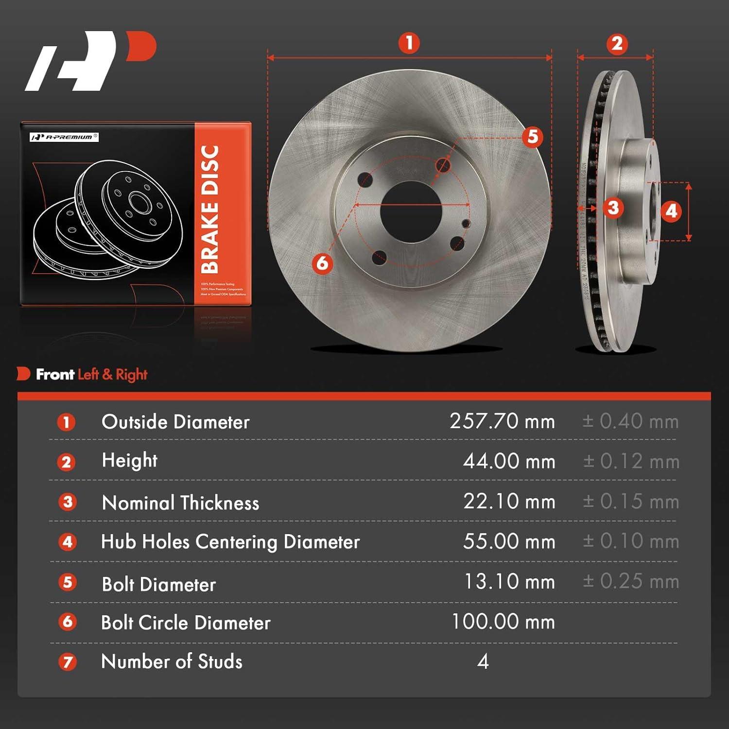 Discos de Freno Ventilados A-Premium 257.7 mm para Toyota