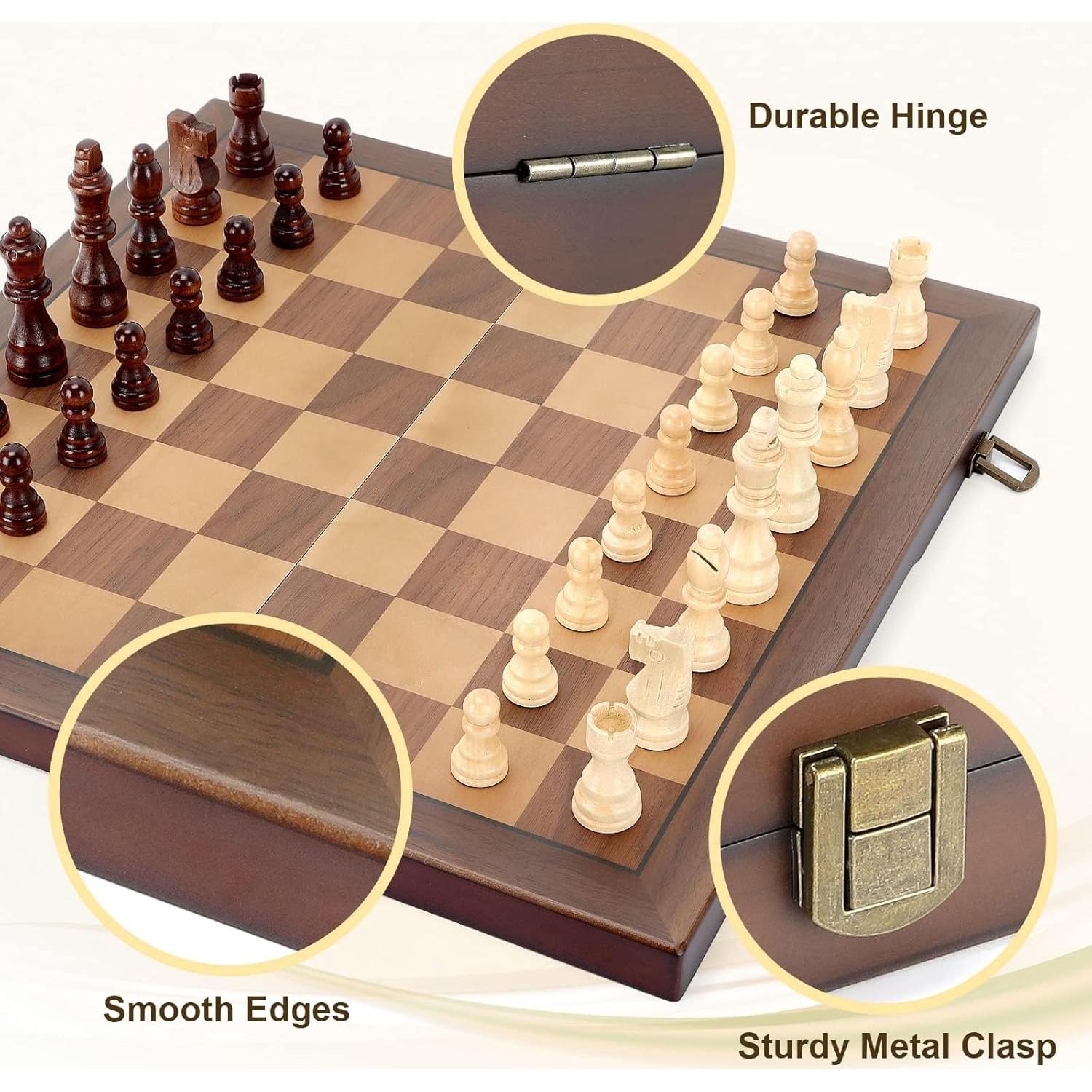 Juego de Ajedrez Magnético de Madera Hurdaos 38x38cm Plegable