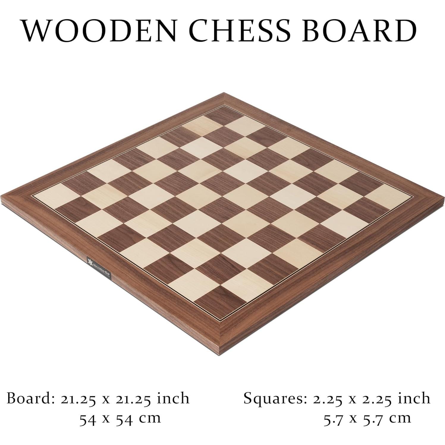 Tablero de Ajedrez A&A 54 cm Madera Profesional Sin Notación