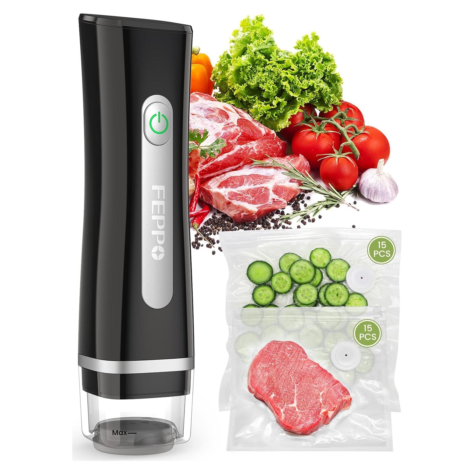 Sellador al Vacío FEPPO S30-B Compacto Negro con 30 Bolsas