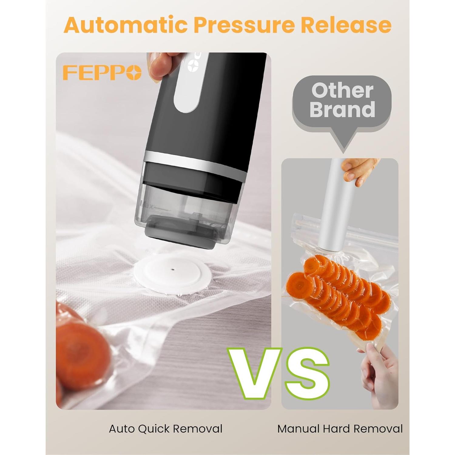 Sellador al Vacío FEPPO S30-B Compacto Negro con 30 Bolsas