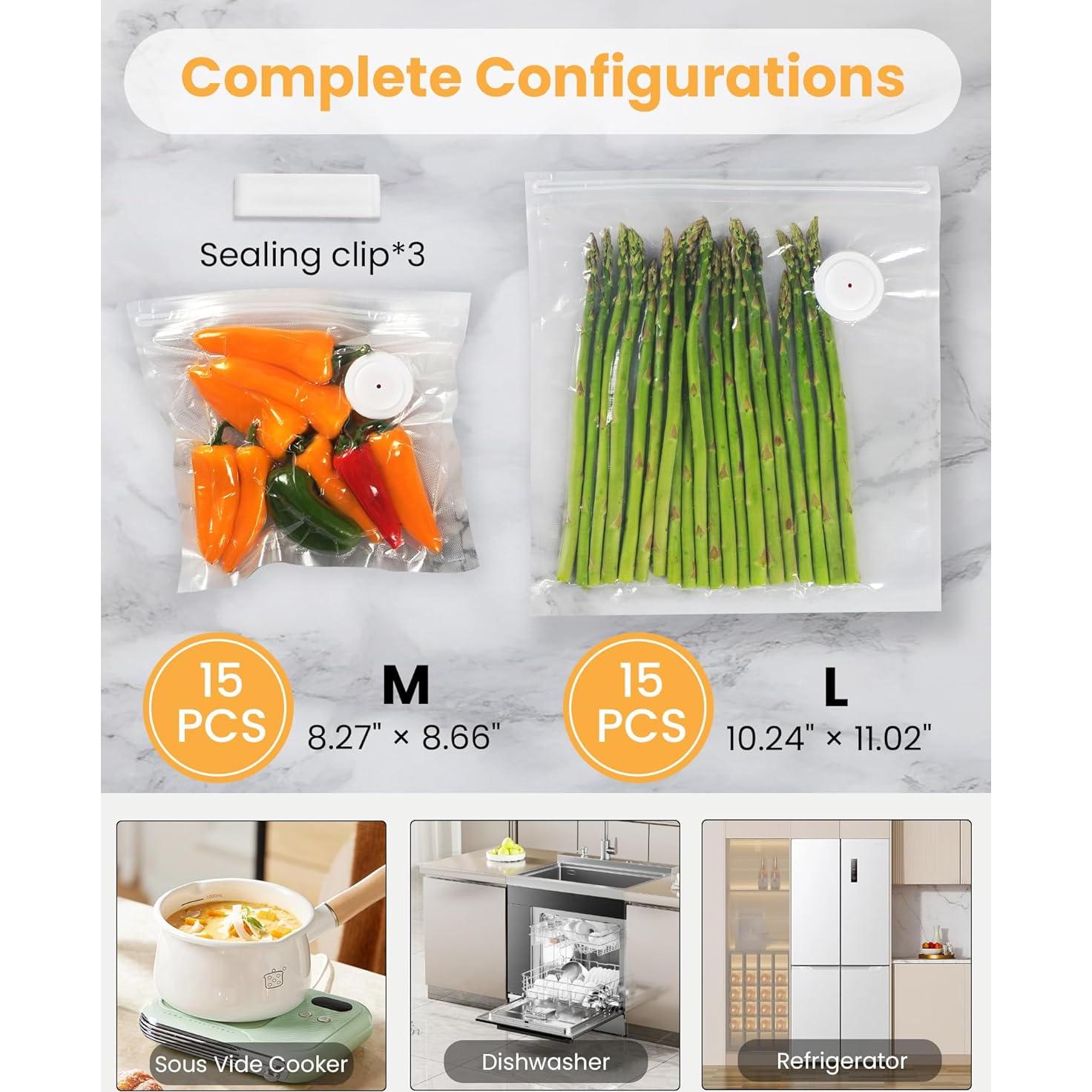 Sellador al Vacío FEPPO S30-B Compacto Negro con 30 Bolsas