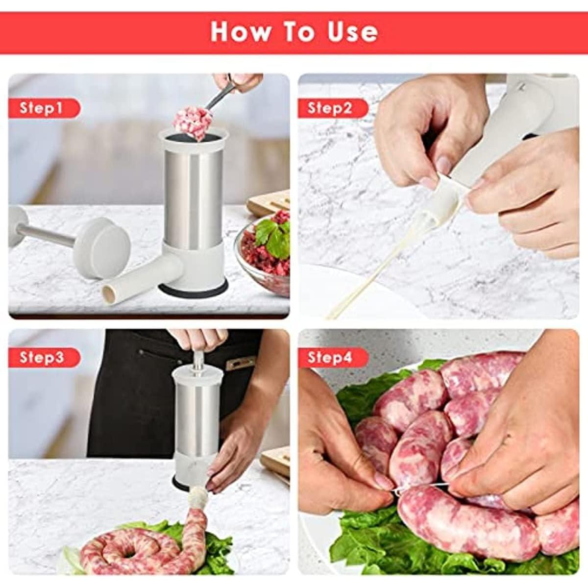 Rellenador de Salchichas Manual VANEME 1.0 kg 4 Tubos de Relleno