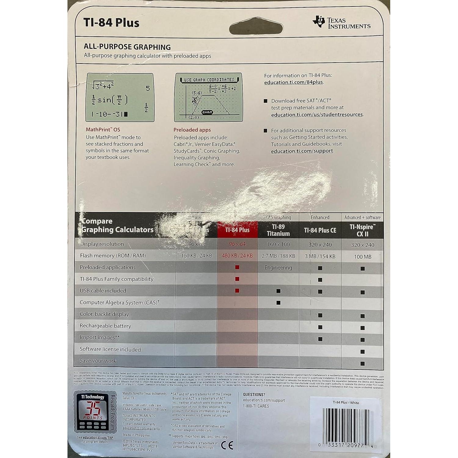 Calculadora Gráfica Texas Instruments TI-84 Plus Blanca