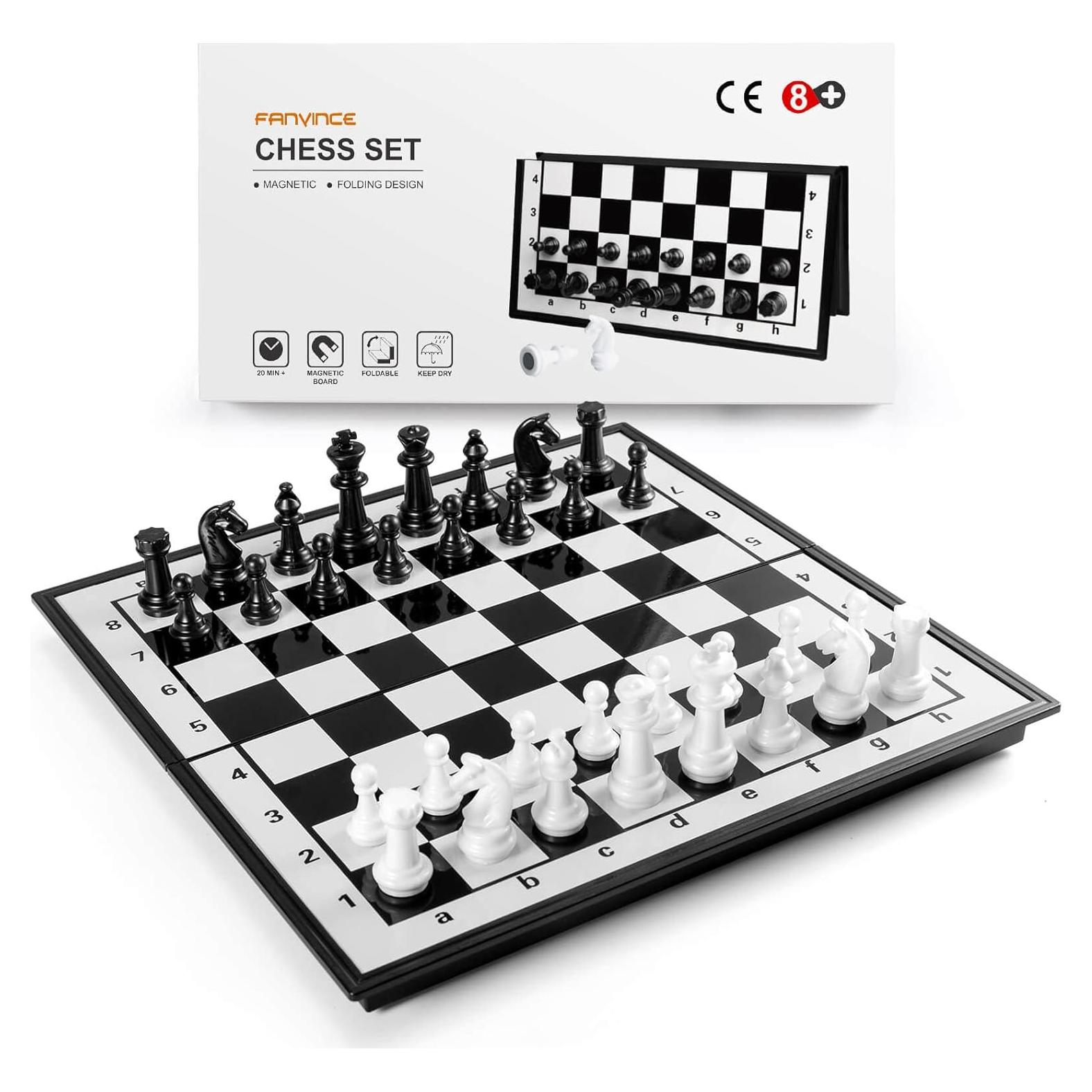 Juego de Ajedrez de Viaje FanVince Magnético Plegable 24 cm
