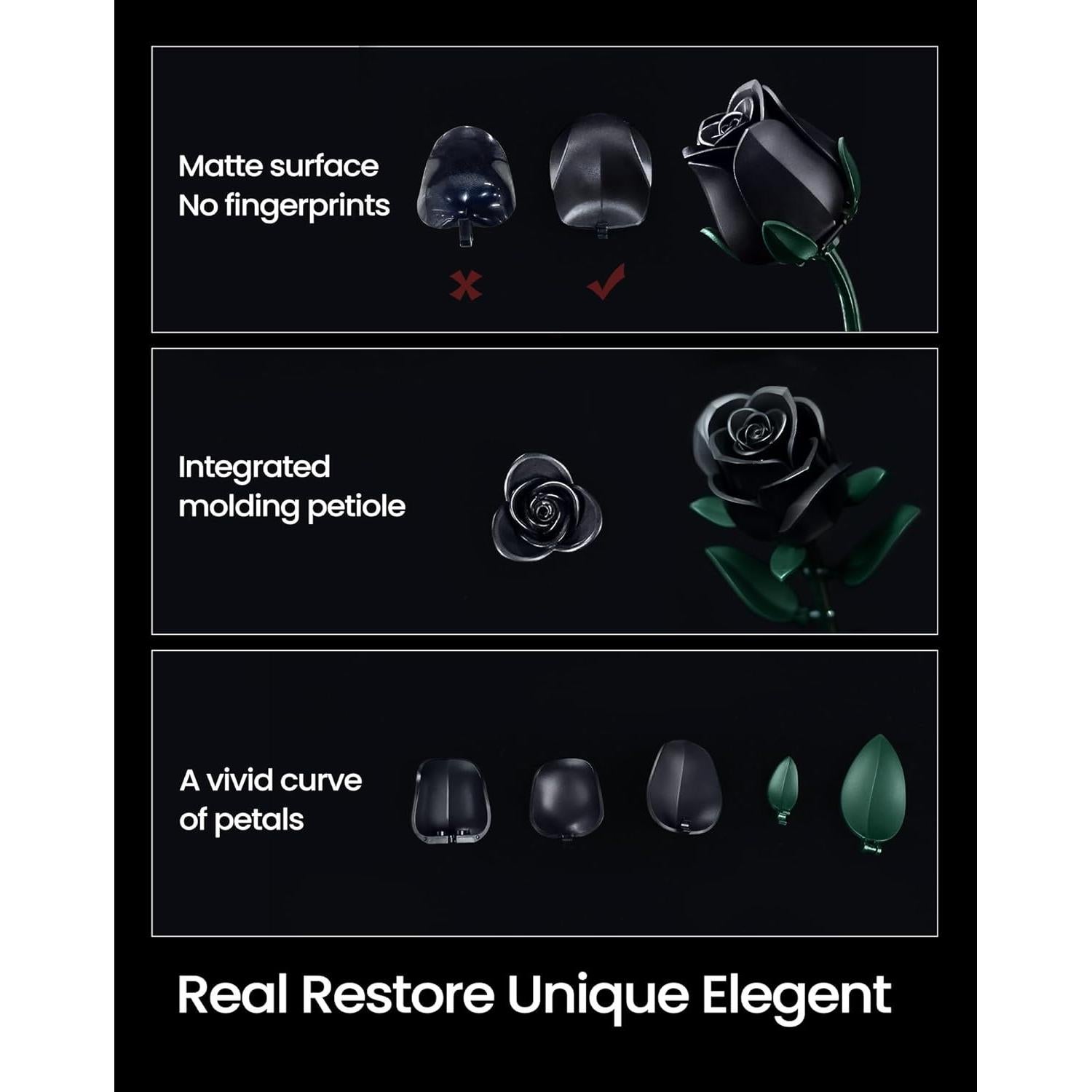 Ramo de Rosas Negras iATOM 608PCS Decoración Floral