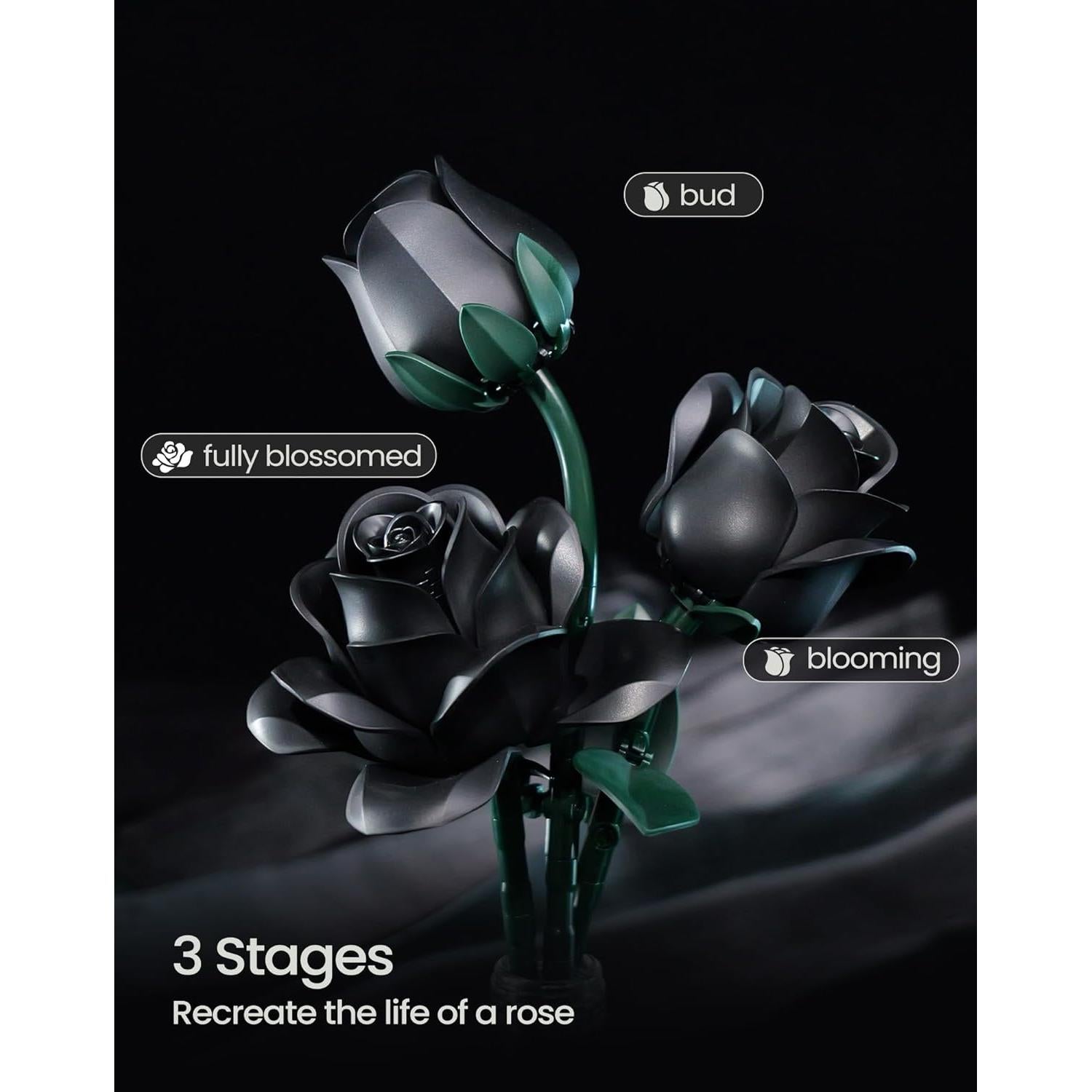 Ramo de Rosas Negras iATOM 608PCS Decoración Floral