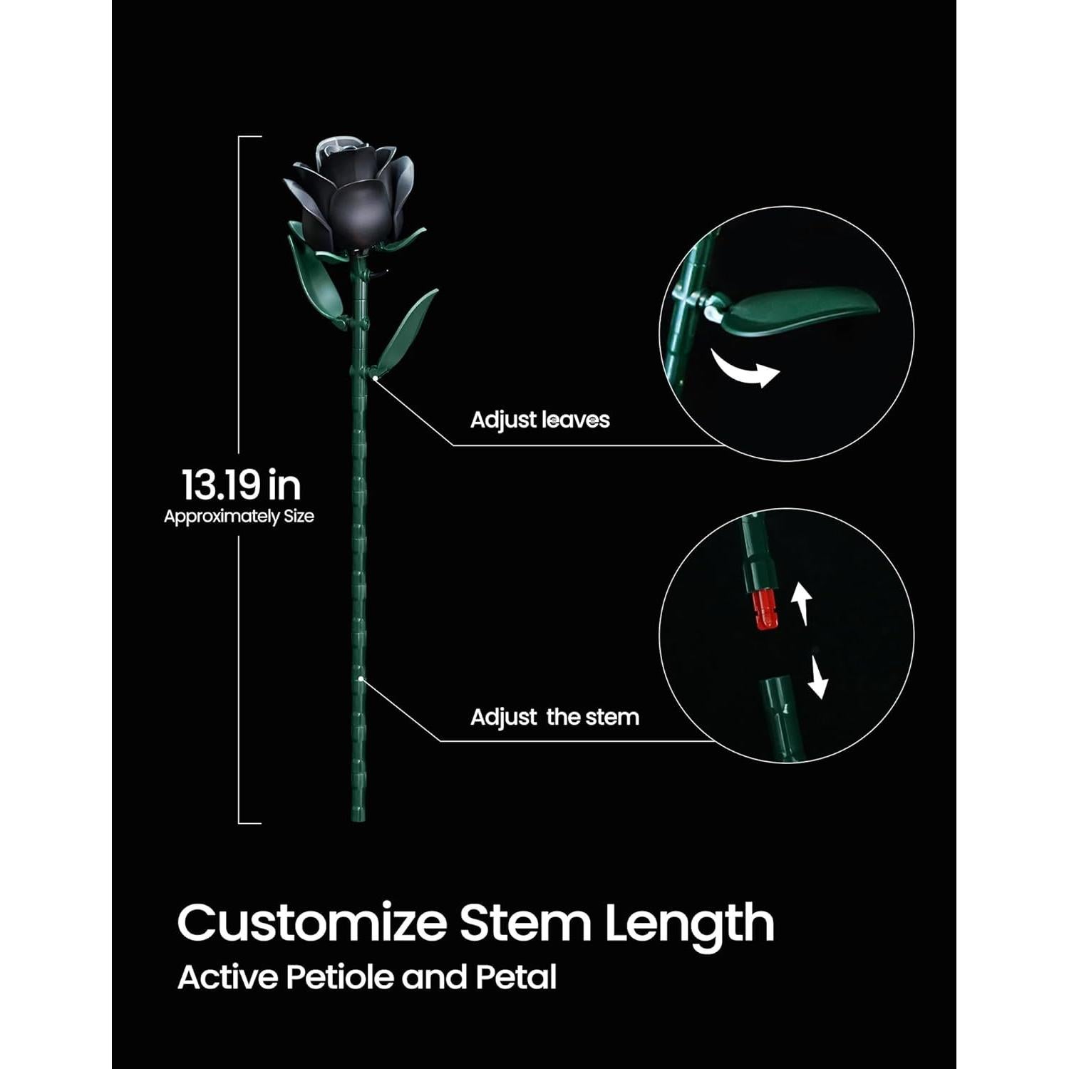 Ramo de Rosas Negras iATOM 608PCS Decoración Floral