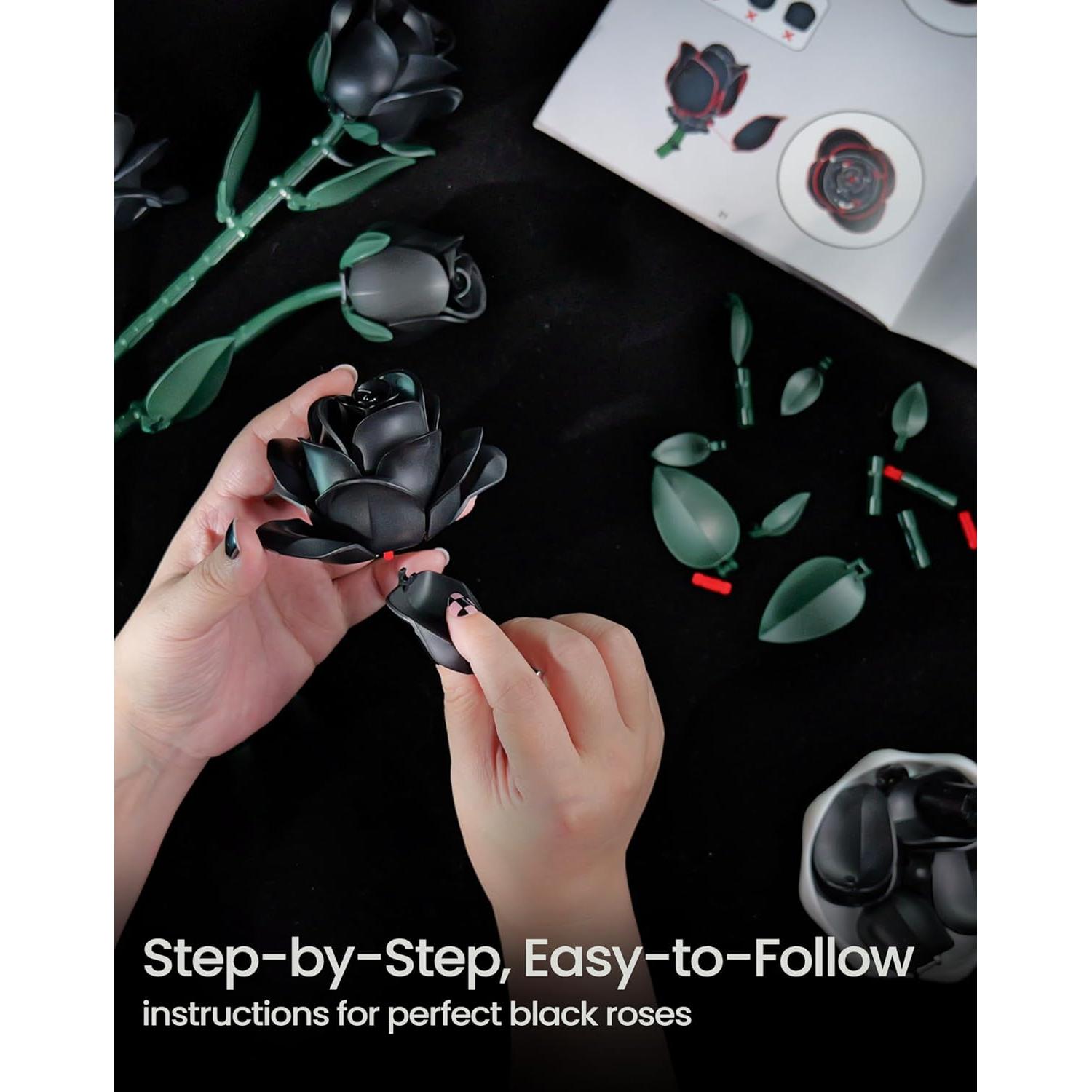 Ramo de Rosas Negras iATOM 608PCS Decoración Floral