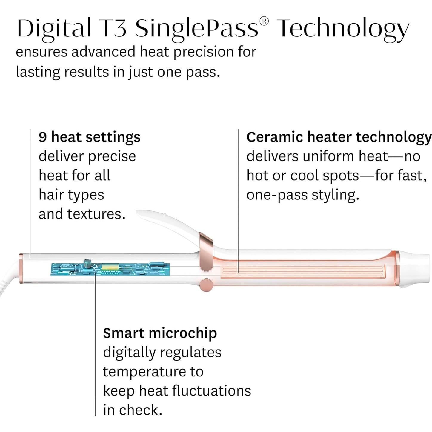 Plancha de Rizar T3 Micro SinglePass Curl 1" Grafito